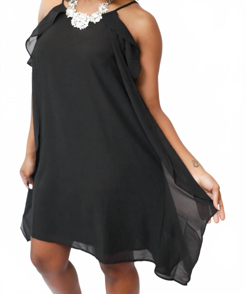 NEW HYFVE sheer sleeveless swing mini dress in black